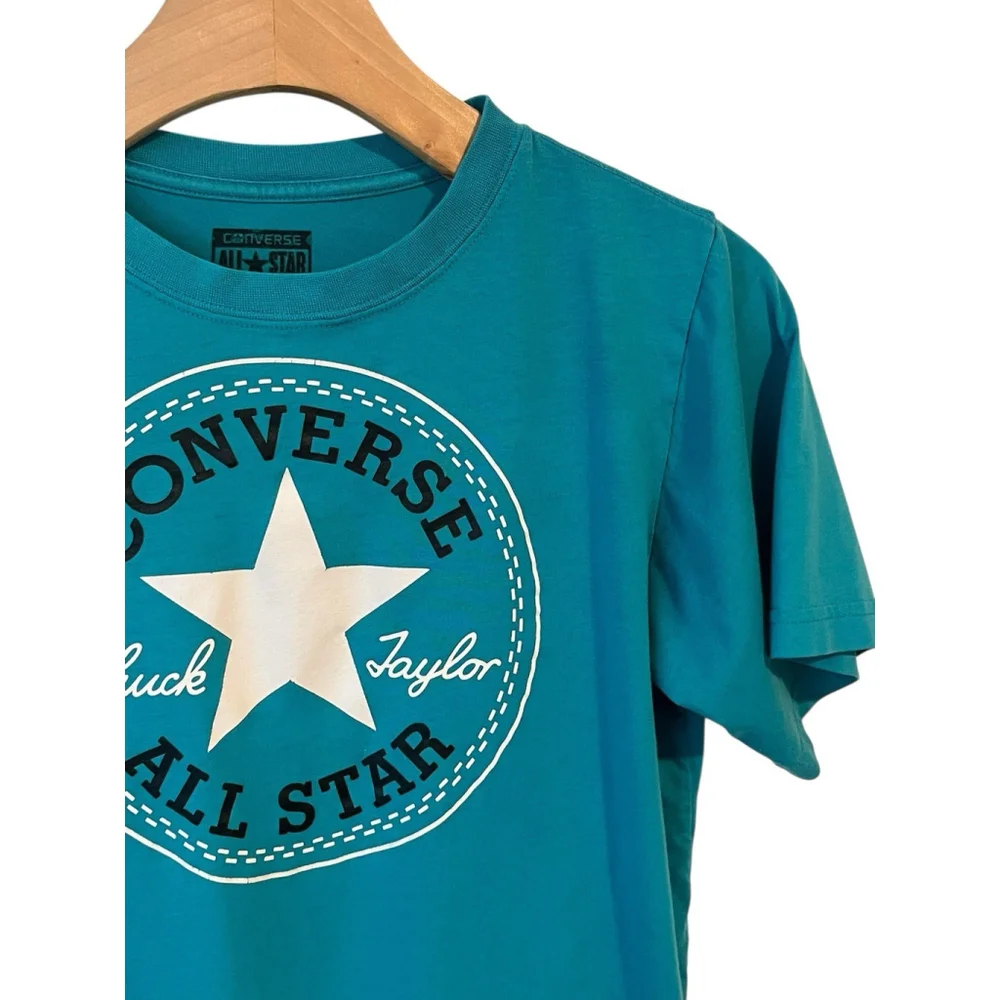 Converse All-Star T-Shirt Youth Size L 12-13 Years Teal Short Sleeve Logo Tee